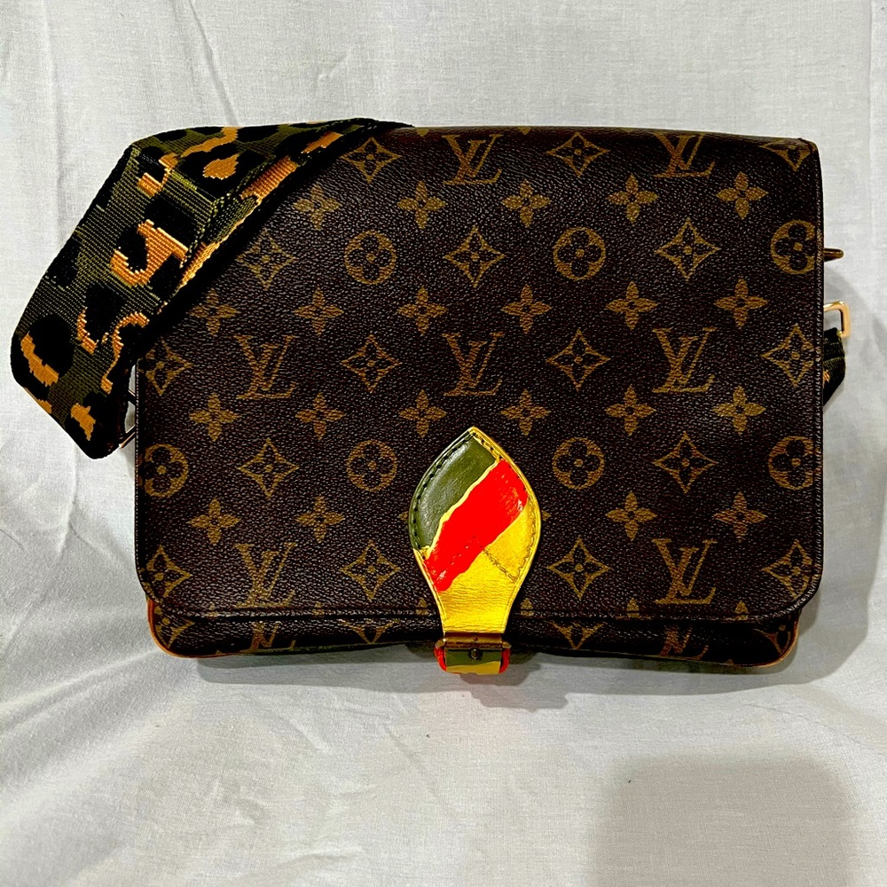 Louis Vuitton Monogram Cartouchiere professionally painted in camo